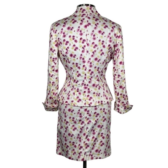 VINTAGE NICOLE MILLER 90S FLORAL COTTON NOTCH COLLAR ZIP JACKET SKIRT SUIT SET - Picture 7 of 15